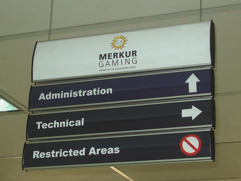 Signage installation for Merkur Gaming.